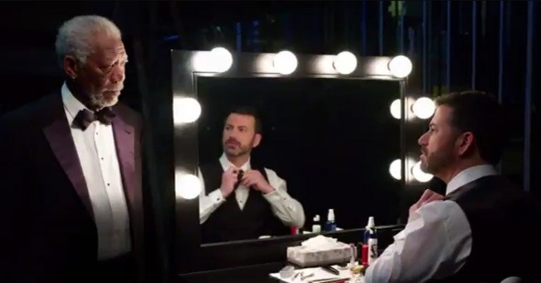 Jimmy Kimmel gets pep talk from Morgan Freeman