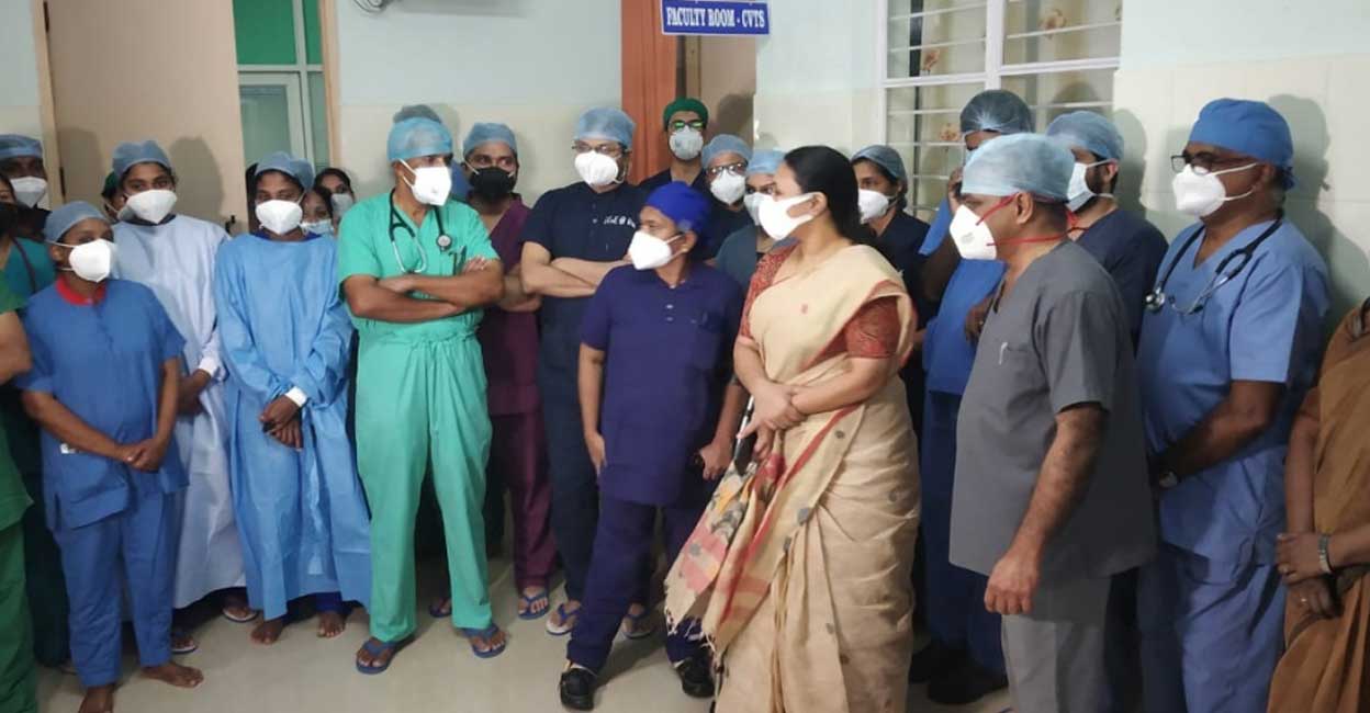 Health Minister Veena George with the team of medical experts