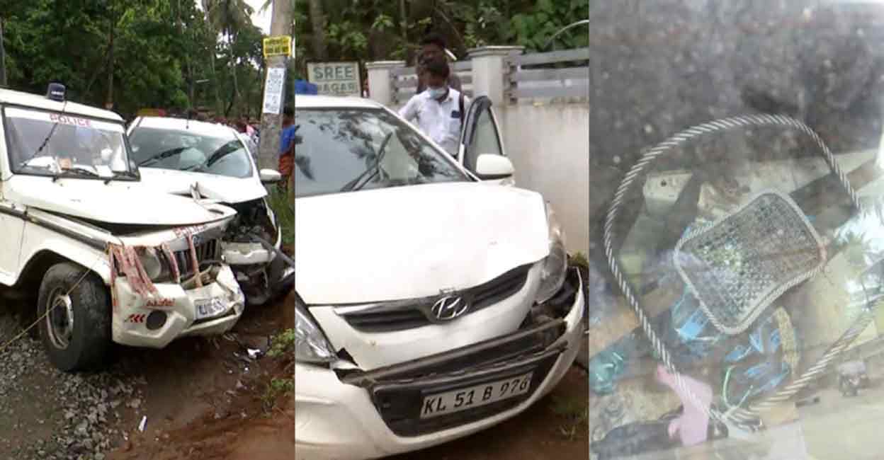 Thrissur Police causes a road accident, but they seem to have saved someone's life