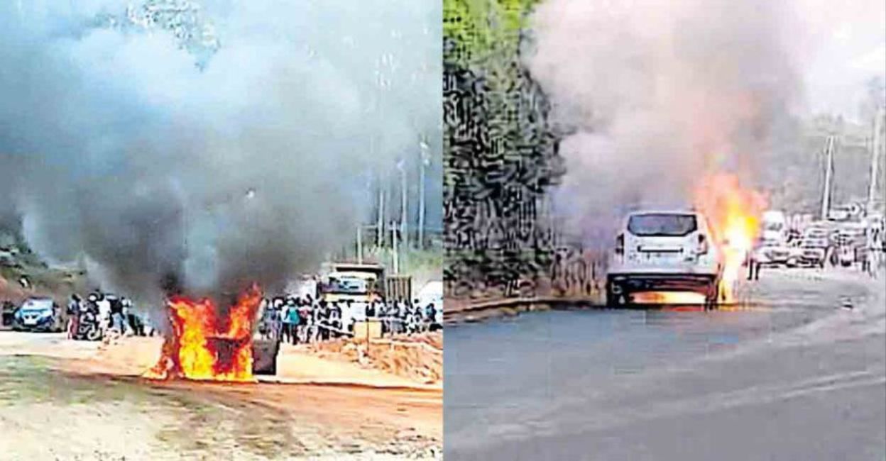 Moving cars catch fire in Idukki  in two separate incidents